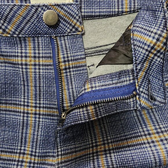 Avec Les Filles Blue Plaid Stretch Knit High Rise Skinny Pants - Picture 5 of 7
